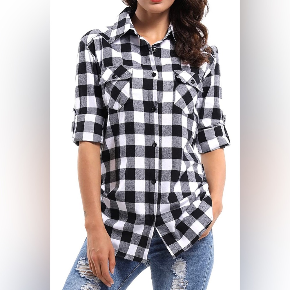 Match Matchstick Plaid Flannel Shirts For Women